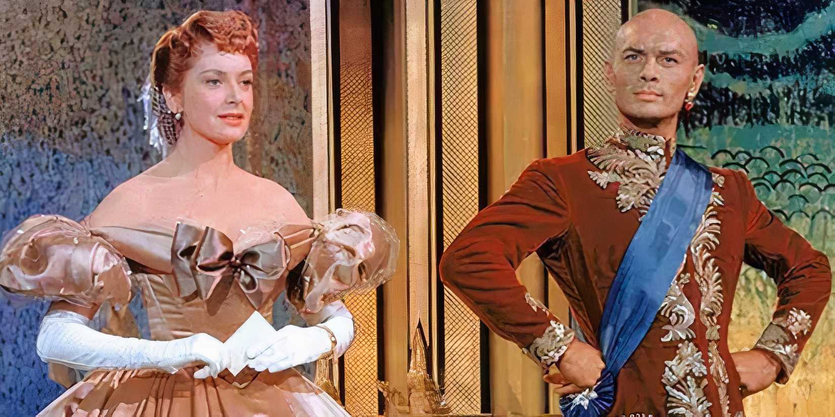 Deborah Kerr standing next to Yul Brynner in The King and I (1956)