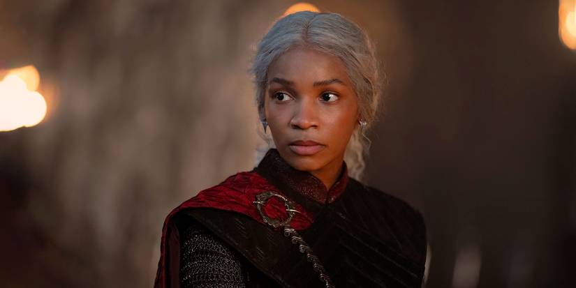 A closeup of Bethany Antonia as Baela looking concerned in House of the Dragon Season 2