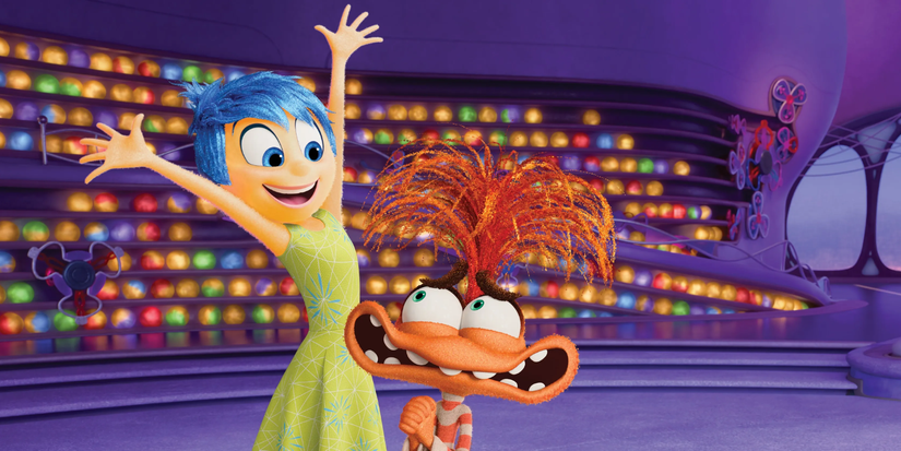 Joy and Anxiety standing together in the control room in Inside Out 2