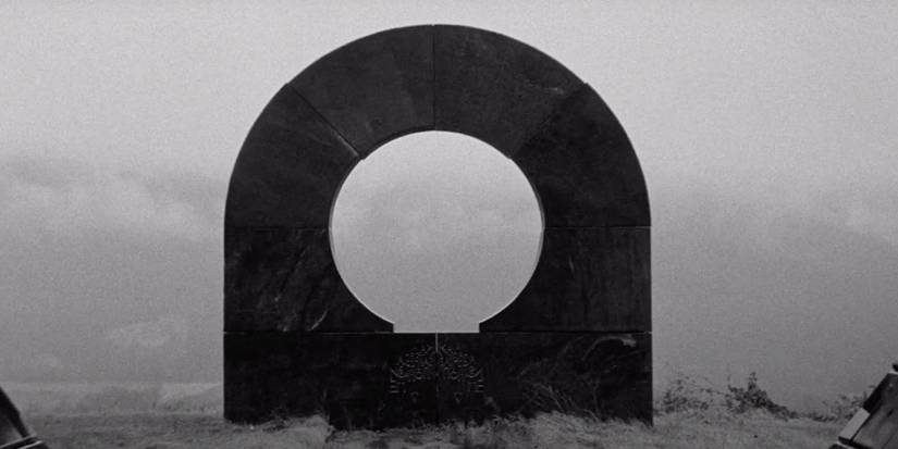 A black and white photo of a round structure in Last and First men