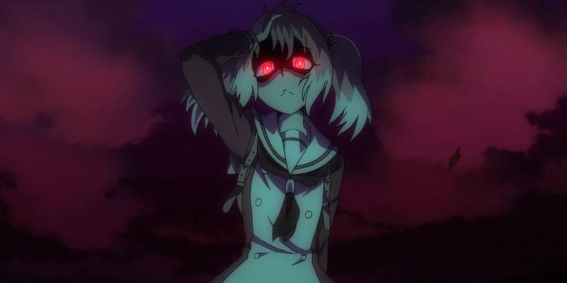 Nana standing over someone with red eyes in Talentless Nana