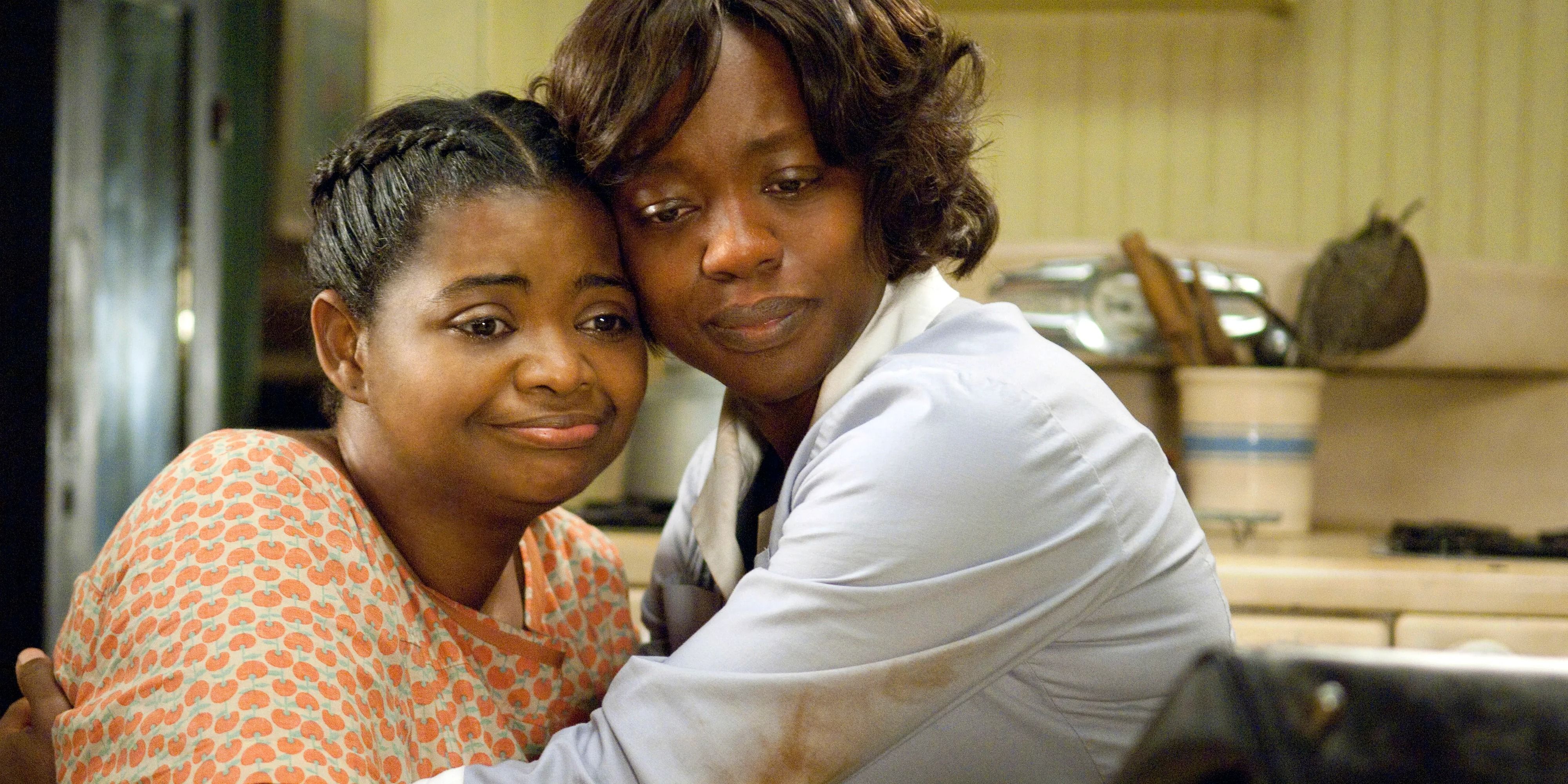 Octavia Spencer and Viola Davis in 'The Help', hugging and looking sad