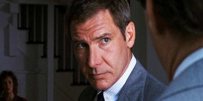 Harrison Ford looking stern as Rusty Sabich in Presumed Innocent