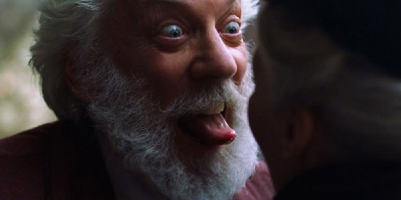 Richard Straker (Donald Sutherland) frightens his prey by sticking out his tongue in Salem's Lot, 2004.