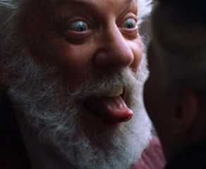 Richard Straker (Donald Sutherland) frightens his prey by sticking out his tongue in Salem's Lot, 2004.