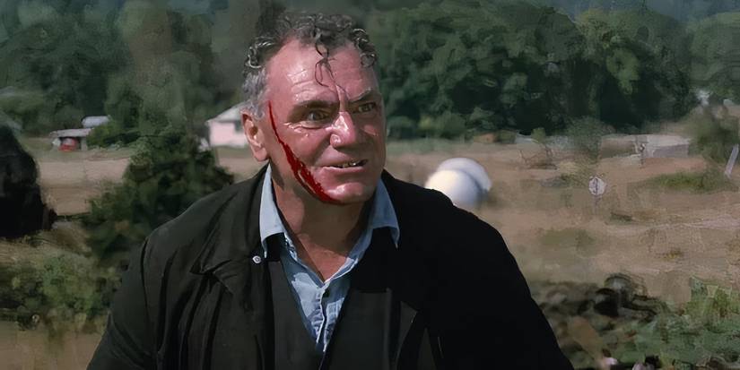 Ernest Borgnine with a cut on his face as Shack in 'Emperor of the North'