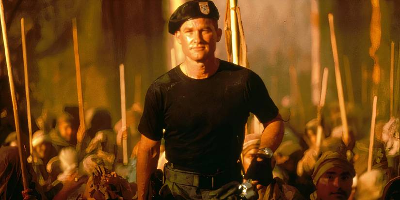 Kurt Russell as Jack O'Neil rising up against Ra in 'Stargate.'