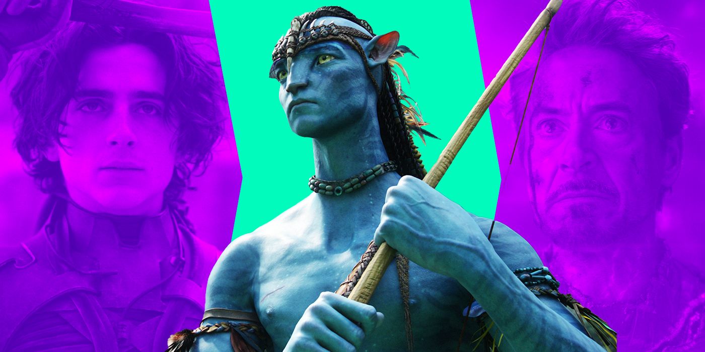 Blended image showing characters from Dune, Avatar, and Avengers: Endgame.