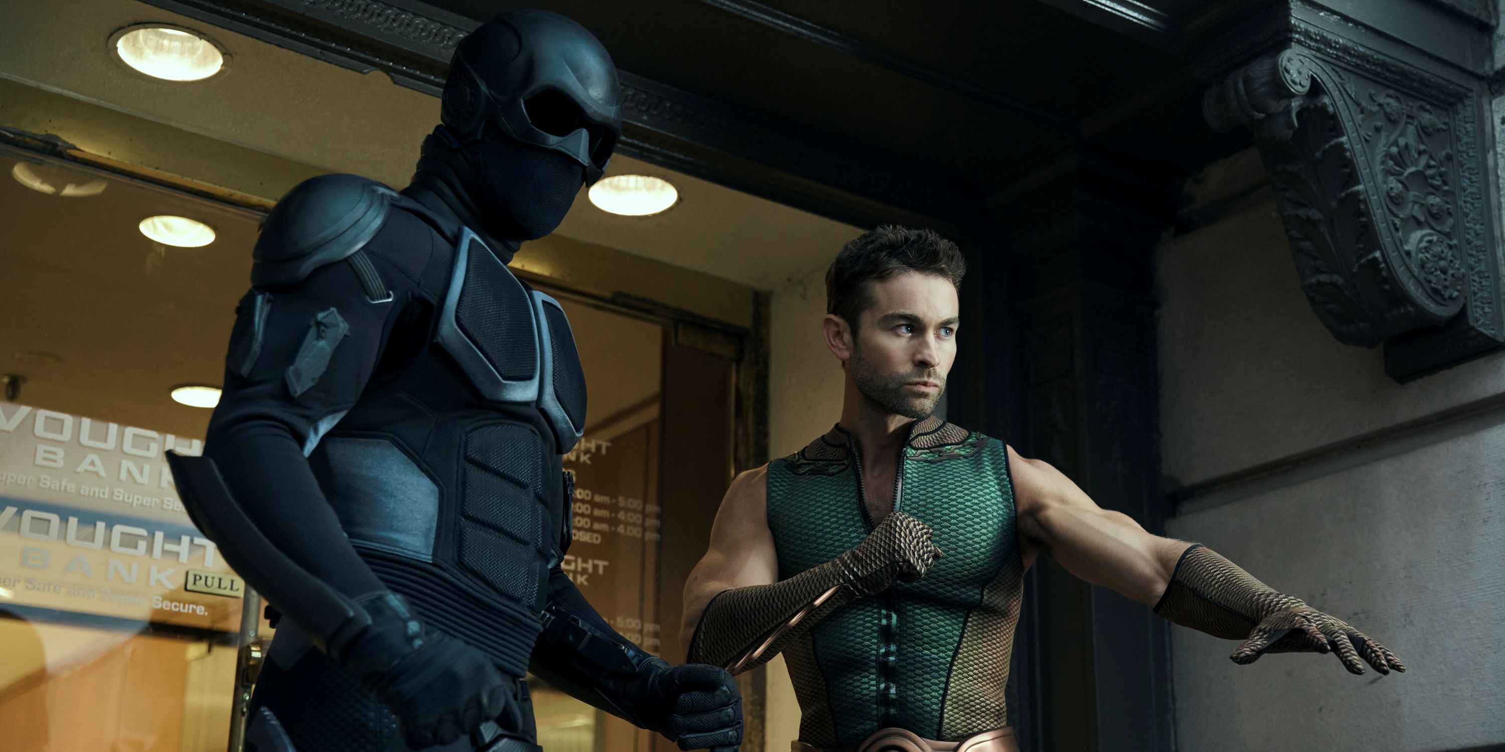 Chace Crawford as The Deep ready to fight alongside Black Noir in Season 4 of The Boys