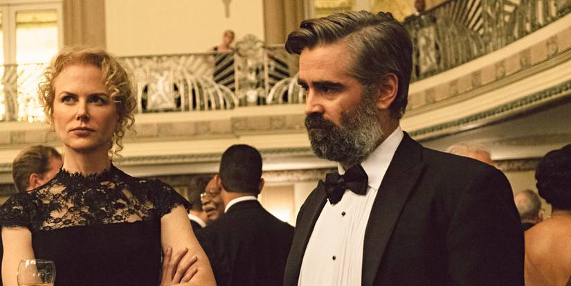 Colin Farrell y Nicole Kidman como Steven y Anna Murphy se disfrazaron en una gala en The Killing of a Sacred Deer.