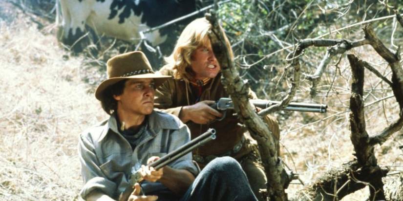Quinton (Tim Matheson) and Morgan Two-Persons Beadine (Kurt Russell) in a gunfight in The Quest.