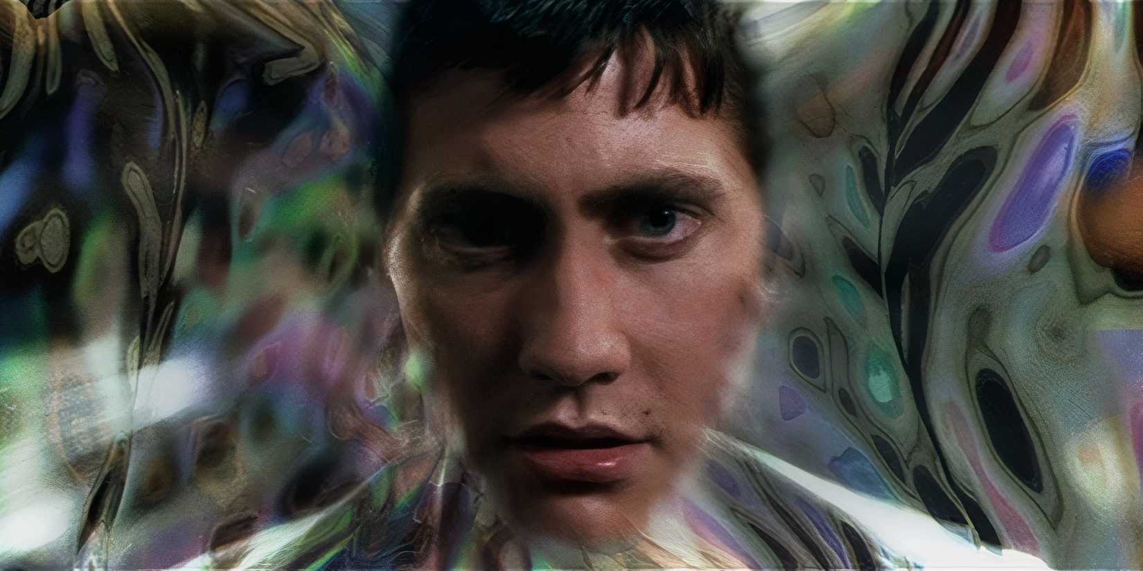 Jake Gyllenhaal as Donnie sticks his face into "the bubble" in Donnie Darko. 