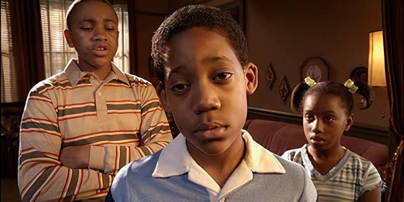 Drew, Chris, and Tonya Rock from 'Everybody Hates Chris' staring at the camera.
