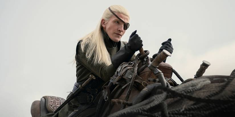 Ewan Mitchell as Aemond on dragonback in House of the Dragon Season 2 Episode 4