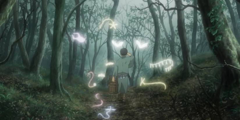 Spirits floating around kid in Mushi-Shi.