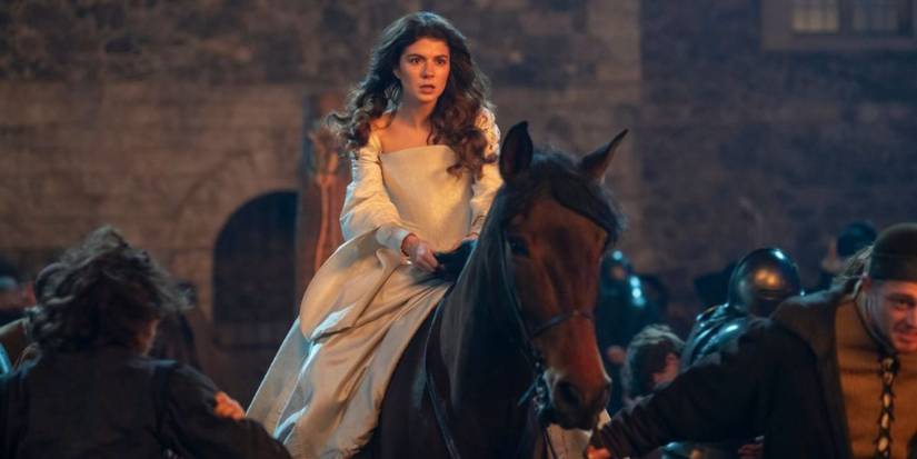 Jane Grey (Emily Bader) rides off on a horse in 'My Lady Jane'