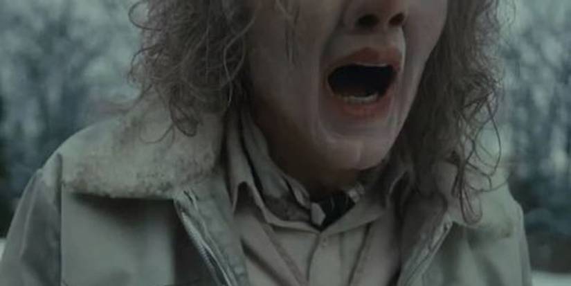 Nicolas Cage screaming in the snow in Longlegs