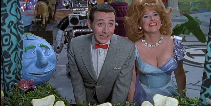 Pee-wee Herman (Paul Reubens), Nona Yvonne (Lynne Marie Stewart) dan Globey (George McGrath) di 'Pee-wee's Playhouse'