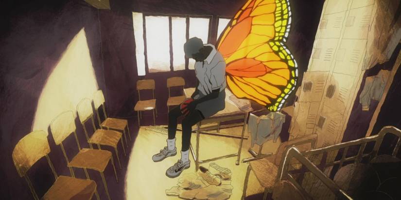 Smile with butterfly wings in ping pong the animation.