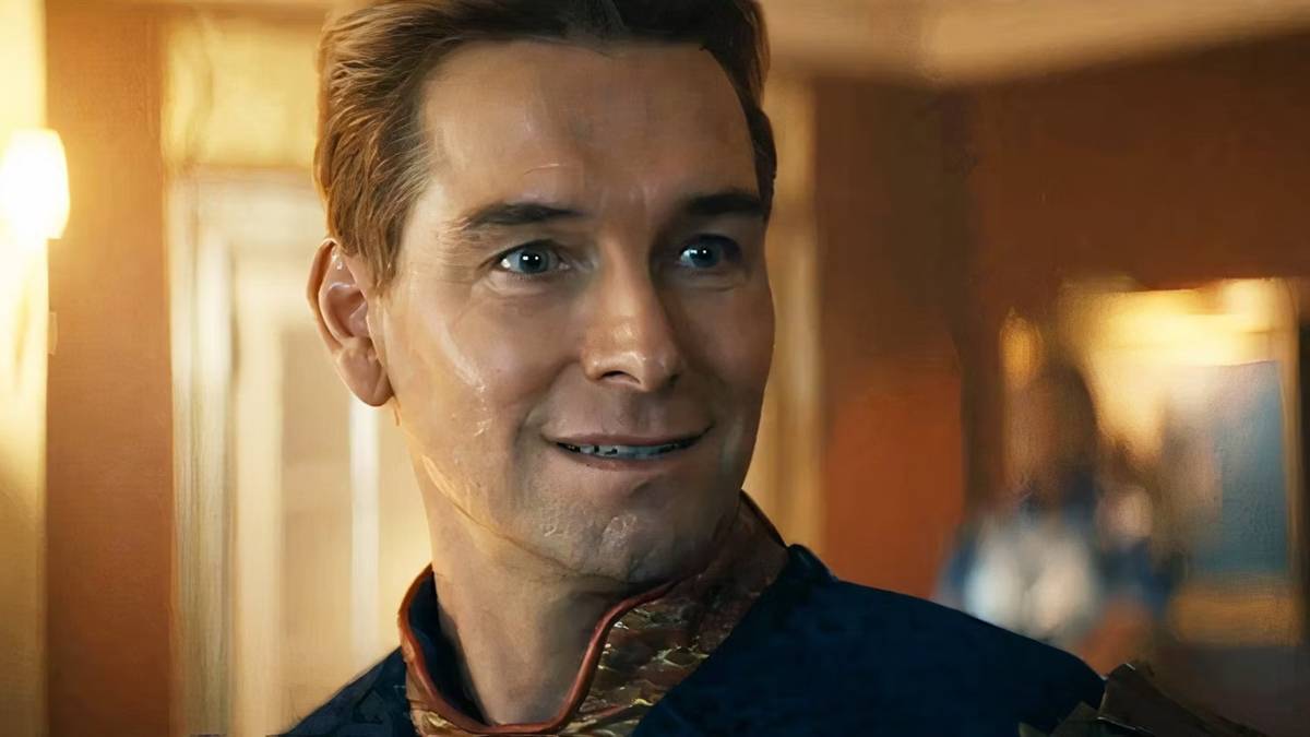 Antony Starr as Homelander smiling unsettlingly in The Boys Season 4 Episode 6
