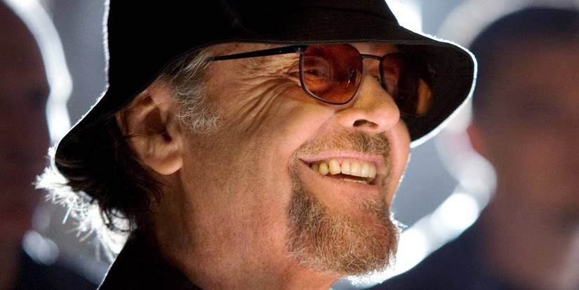 Jack Nicholson as Frank Costello, smiling widely, in The Departed