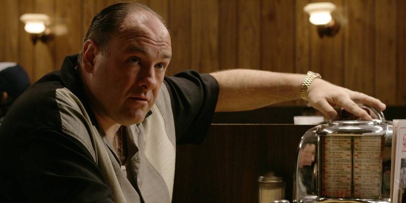 Tony (James Gandolfini) looks up from a tabletop jukebox in the finale of 'The Sopranos'.