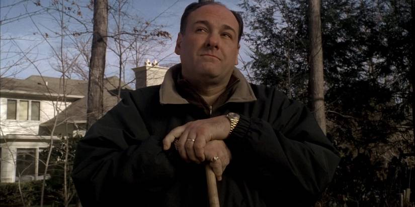 Tony Soprano (James Gandolini) stands outside thinking in the finale for 'The Sopranos'