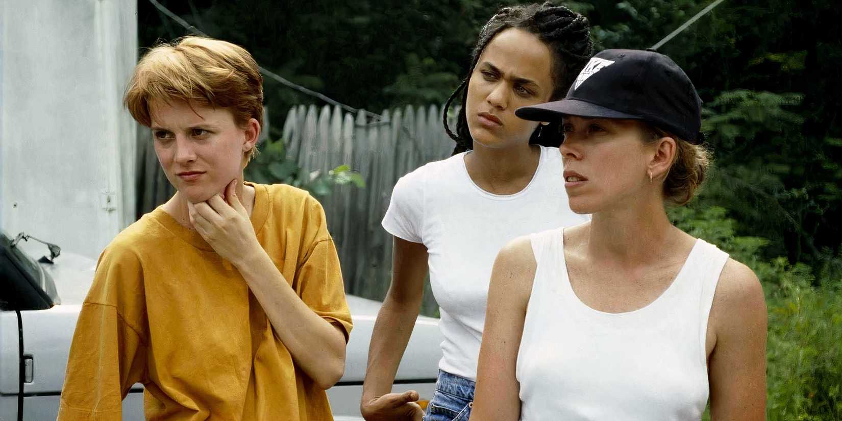 A trio of women standing outside in 'The Incredibly True Adventure of Two Girls in Love'