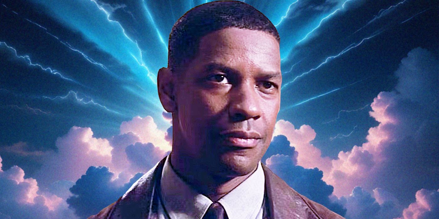 Custom image of Denzel Washington as John Hobbes in Fallen against angelic background