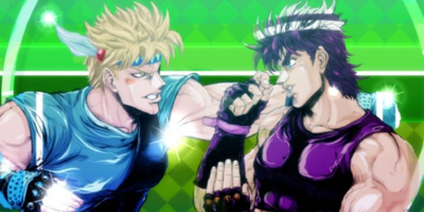 Caeser and Joseph fighting in Jojo's Bizarre Adventure.