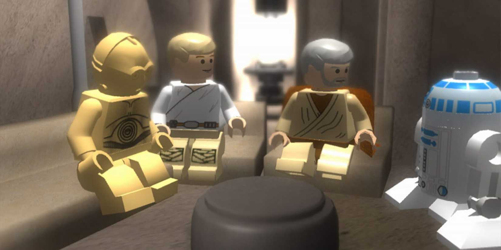 C-3PO, Luke, Ben, and R2-D2 in 'Lego Star Wars - The Complete Saga'