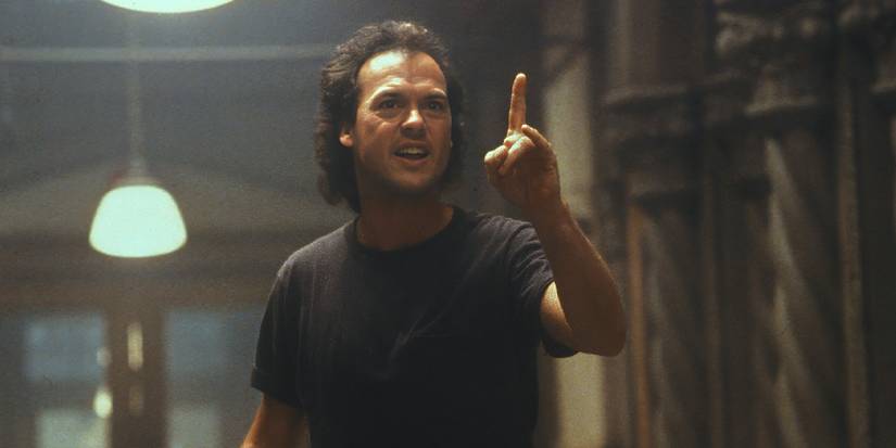 Michael Keaton's Daryl Poynter pointing in Clean and Sober