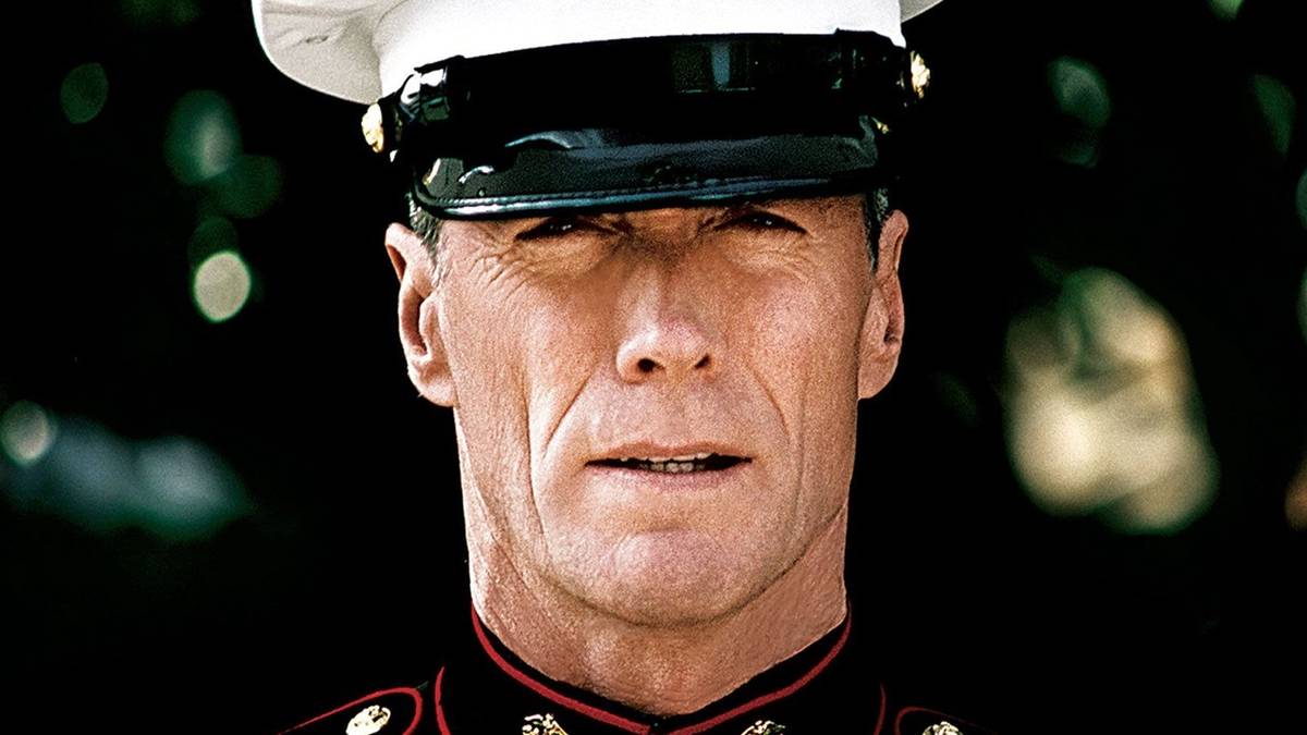 Clint Eastwood as Tom Highway looking straight ahead in Heartbreak Ridge