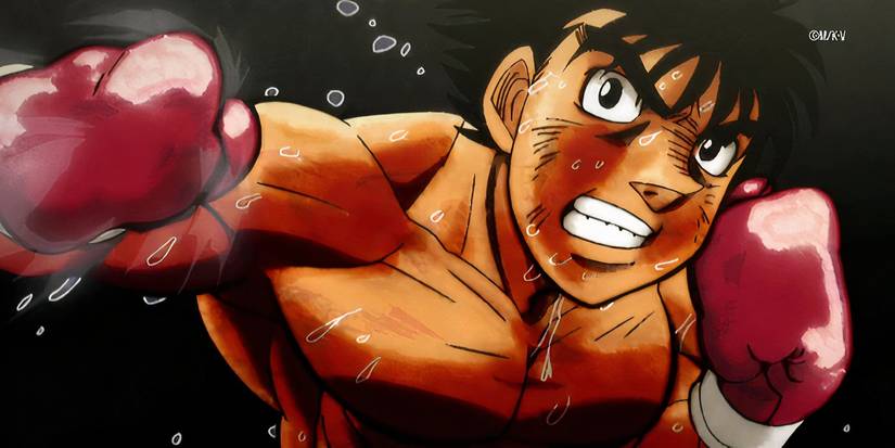 Ippo throwing a punch towards view in Hajime no Ippo.