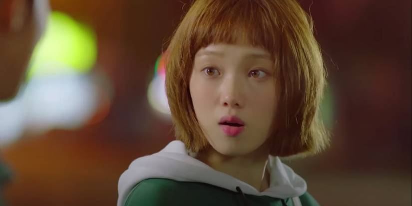 Lee Sung Kyung, looking shocked, as Kim Bok Joo in Weightlifting Fairy Kim Bok Joo