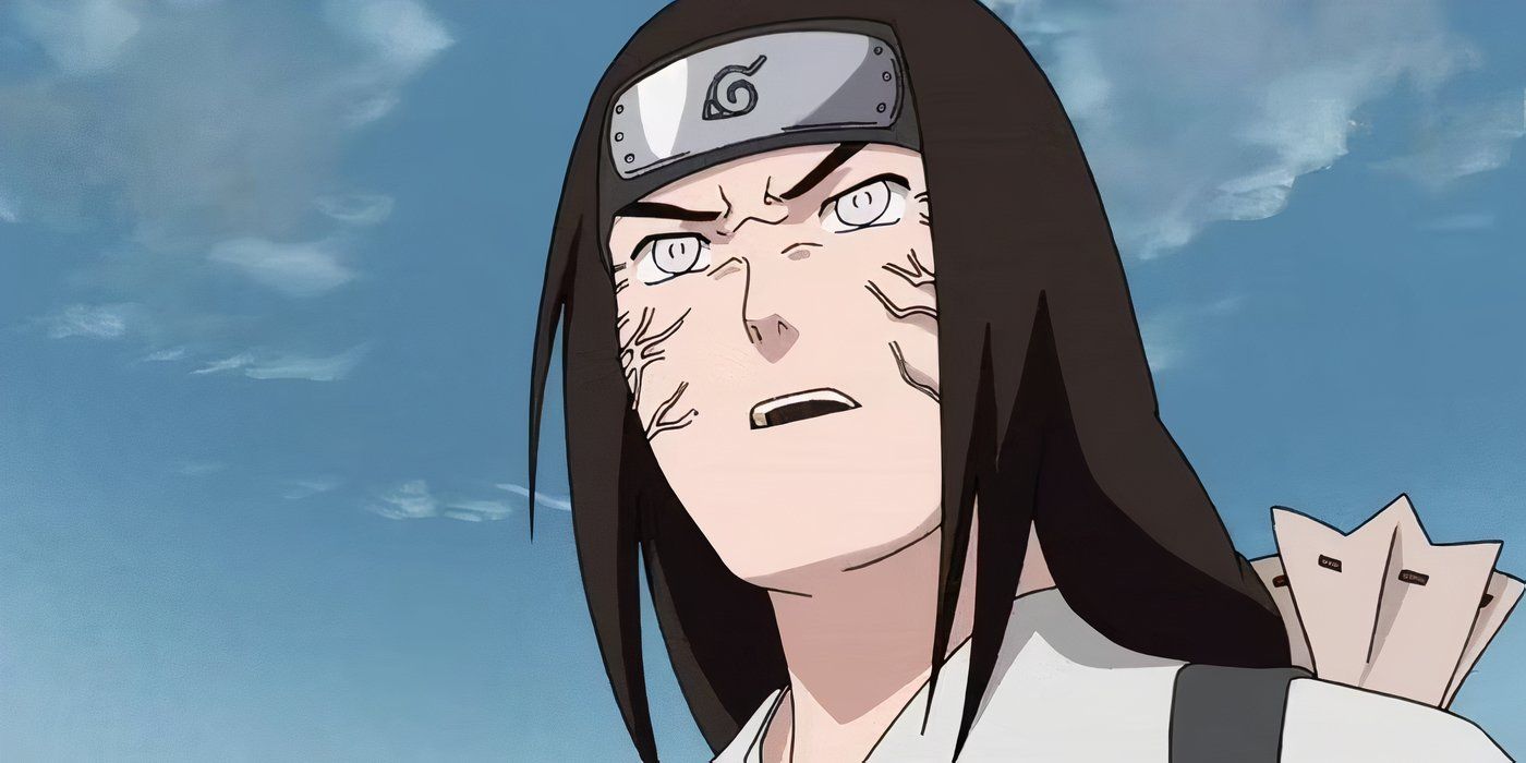 Neji Hyuga against a blue sky, using his Byakugan in 'Naruto: Shippuden'