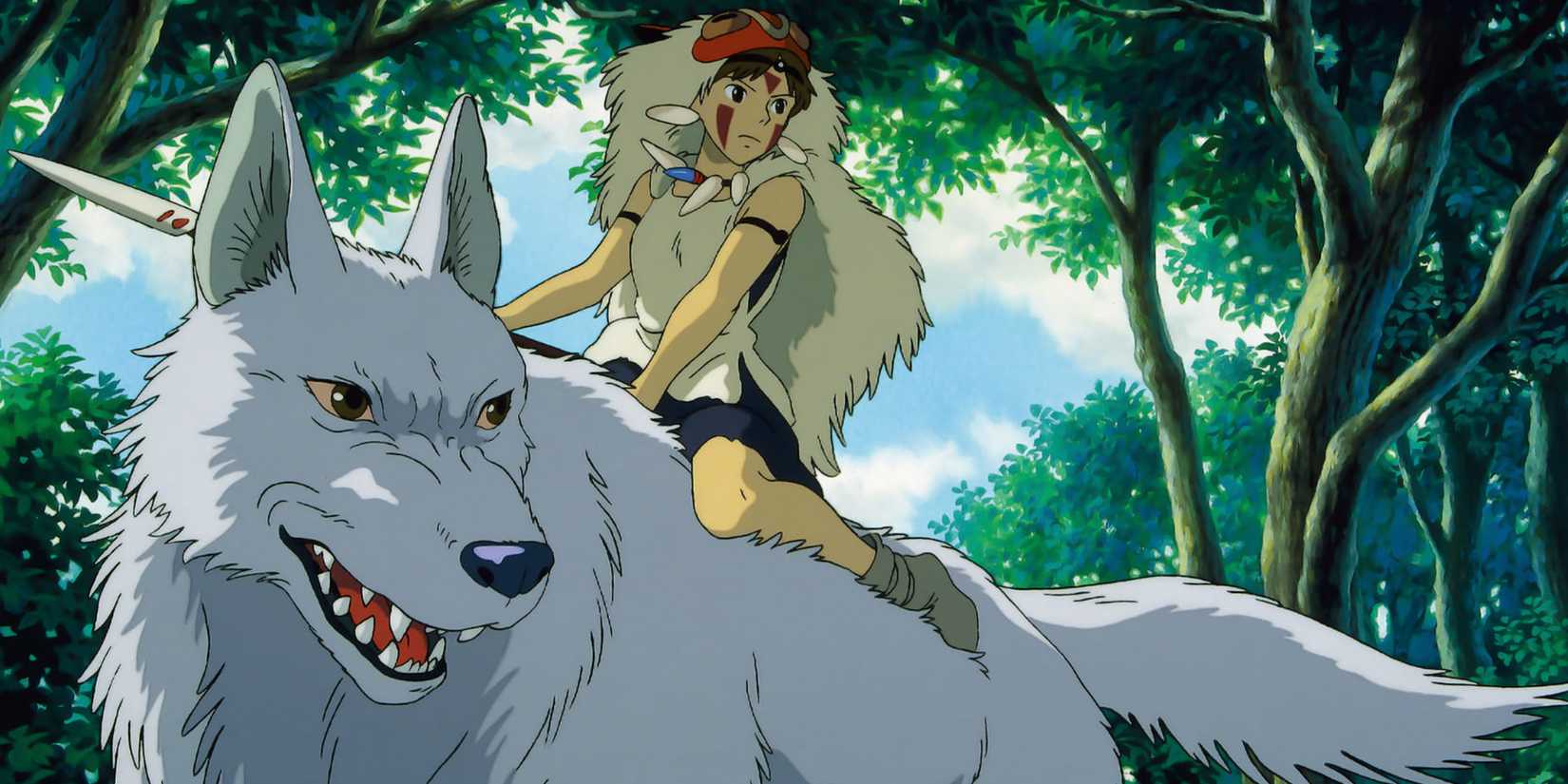Princess Mononoke riding the wolf Moro