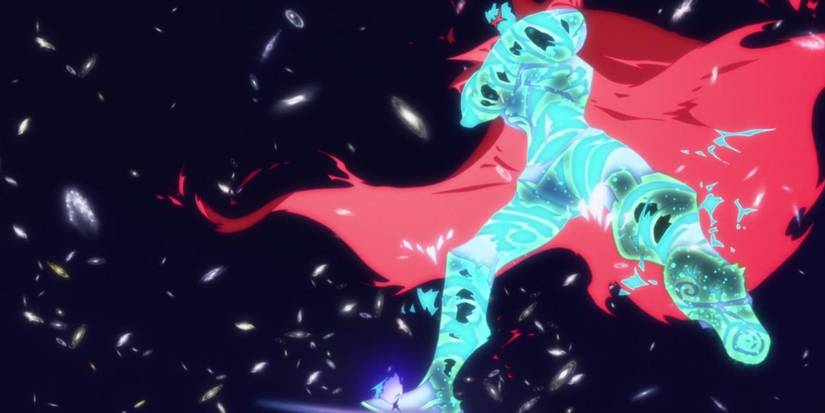 The Tengen Toppa from Gurren Lagann looking like Kamina as it stands over the anti-spiral.