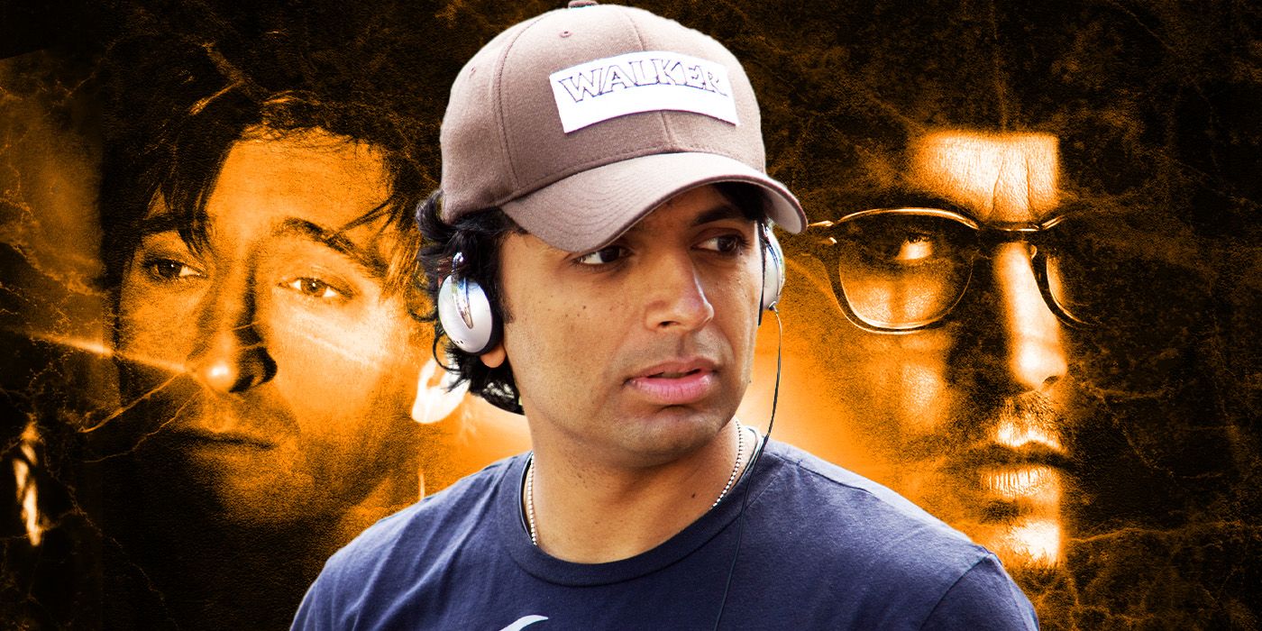 Custom image of M. Night Shyamalan against a background from The Buried Secret of M