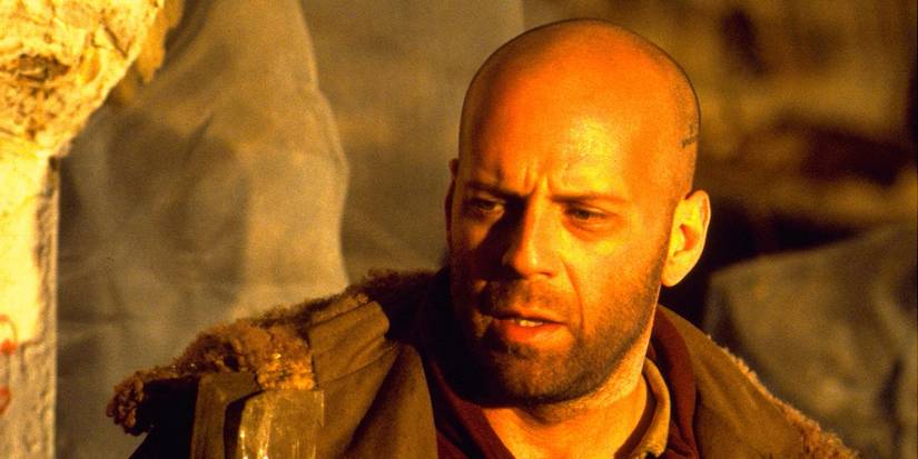 Bruce Willis as James Cole looking offscreen in 12 Monkeys