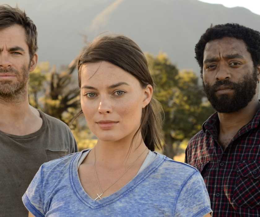 Chris Pine, Margot Robbie and Chiwetel Ejiofor in a cropped promotional picture for Z for Zachariah
