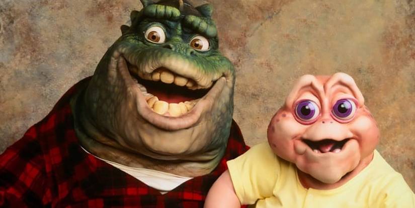 Earl Sinclair (Stuart Pankin) and Baby Sinclair (Kevin Clash) in a promo image for ABC's 'Dinosaurs'