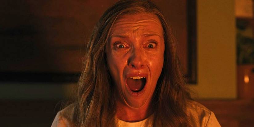 Annie screaming into the camera in Hereditary.
