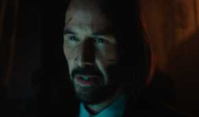 Keanu Reeves as John Wick with cuts on his face in Ballerina.