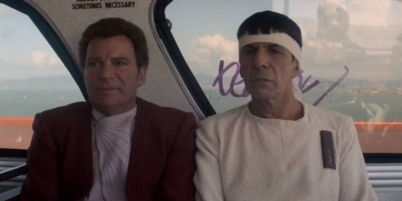 Kirk (William Shatner) and Spock (Leonard Nimoy) travel by bus in 1986 in 'Star Trek IV: The Voyage Home'