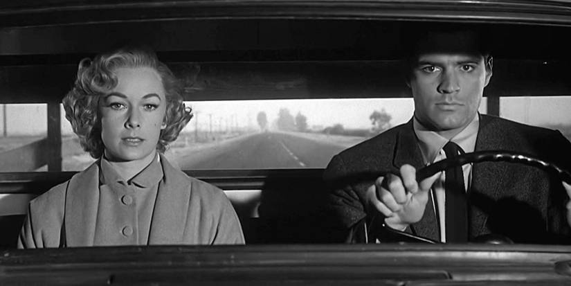 Lila Crane (Vera Miles) and Sam Loomis (John Gavin) driving in a car in 'Psycho'