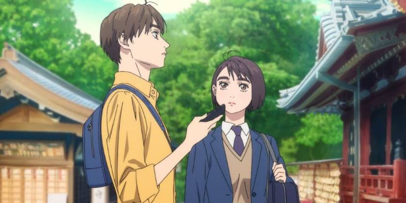 Kanata and Ren at a temple in MF Ghost.