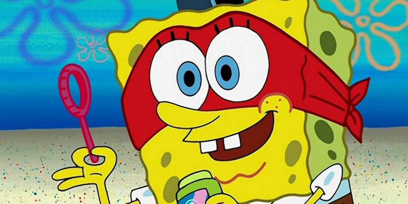 SpongeBob holding a bottle of bubbles and a wand in SpongeBob SquarePants.