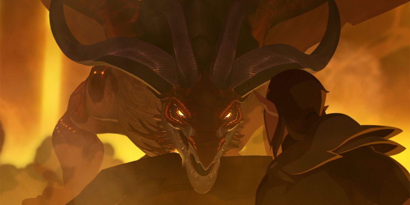 A dragon staring someone down in The Legend of Vox Machina