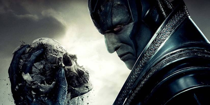 Oscar Issac's Apocalypse shown holding a skull in one of the official posters for X-Men: Apocalypse.